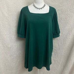 Adreamly Blouse Women’s Size Large Green Square Neck Business Casual Top